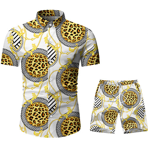 

Men's Graphic Print Set Beach Tropical Holiday Going out Yellow