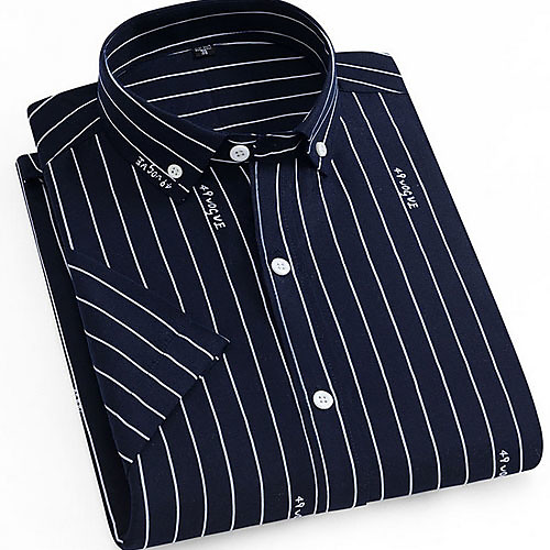 

Men's Striped Print Shirt Daily Navy Blue