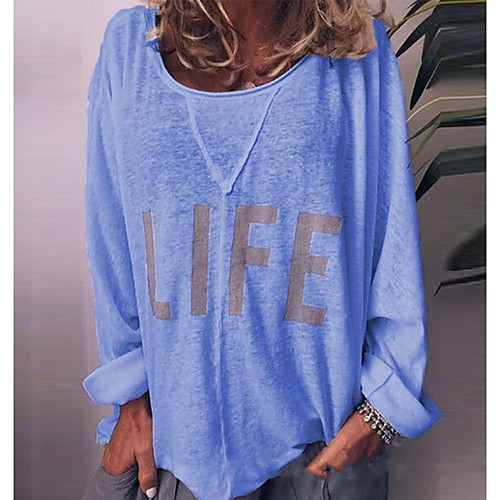 

Women's Letter T-shirt Daily Weekend Yellow / Khaki / Green / Blue / Gray