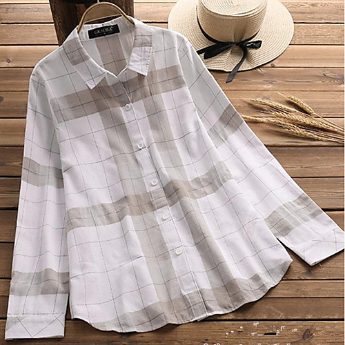 

Women's Plaid Shirt Daily White / Black / Gray