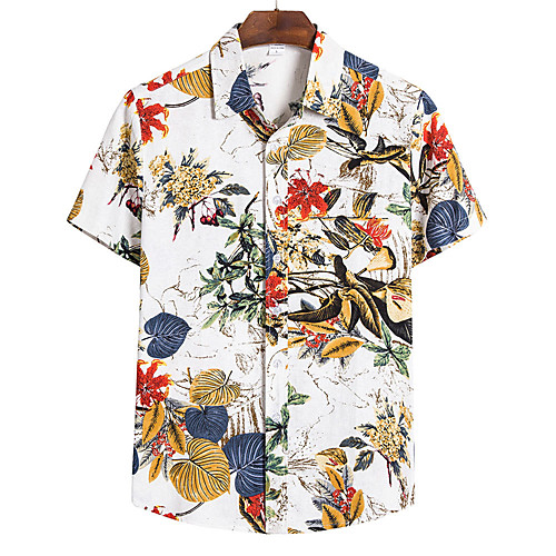 

Men's Floral Shirt Vintage Street chic Holiday Weekend White