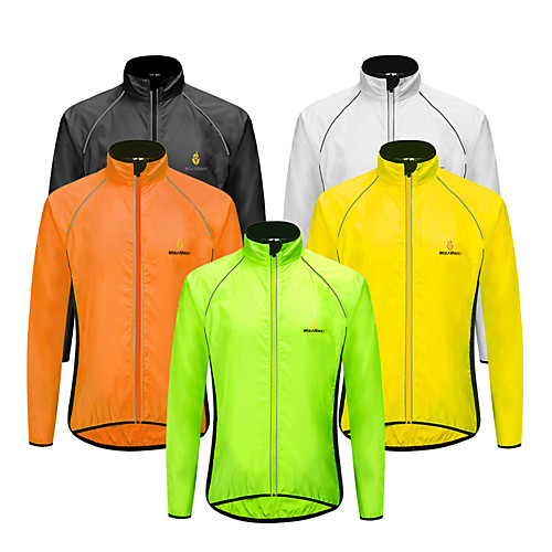 

WOSAWE Men's Long Sleeve Cycling Jersey Cycling Jacket White Black Yellow Bike Windbreaker Jersey Raincoat Quick Dry Sports Clothing Apparel