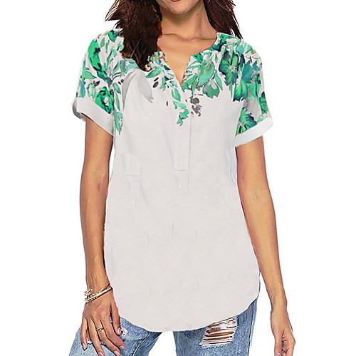 

Women's Geometric T-shirt Daily Blue / Purple / Red / Khaki / Green