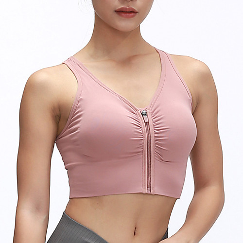 

Women's Bra Top Zipper Removable Pad Fashion Purple Pink Black Yoga Running Fitness Bra Top Top Sport Activewear Breathable Quick Dry Comfortable Freedom Stretchy