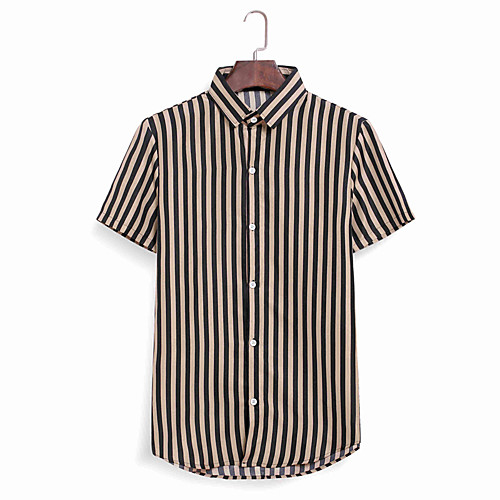 

Men's Striped Shirt Business Elegant Daily Work Khaki / Dark Gray / Brown