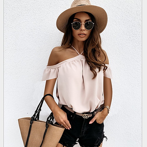 

Women's Solid Colored T-shirt Daily White / Black / Red / Blushing Pink / Khaki