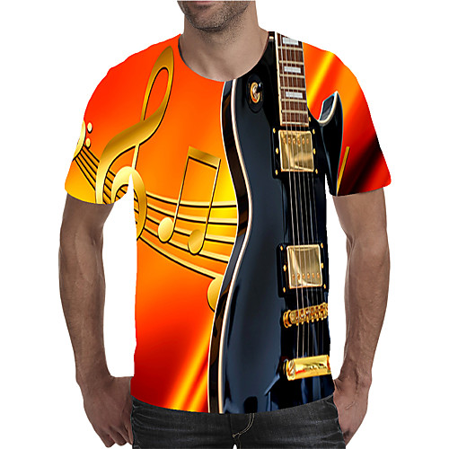 

Men's Geometric Color Block Print T-shirt Street chic Exaggerated Holiday Going out Rainbow