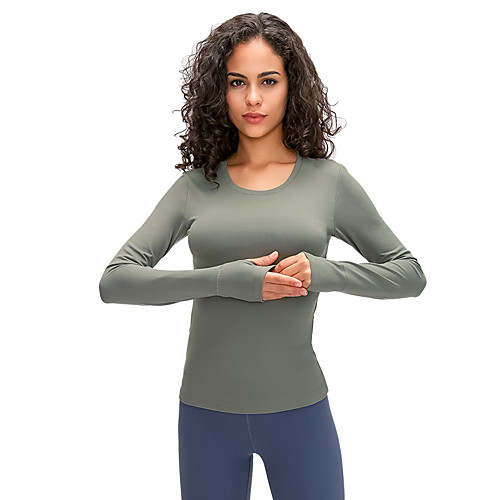 

Women's Yoga Top Winter Thumbhole Removable Pad Fashion White Black Green Mesh Elastane Yoga Running Fitness Sweatshirt Top Long Sleeve Sport Activewear Breathable Quick Dry Comfortable Stretchy