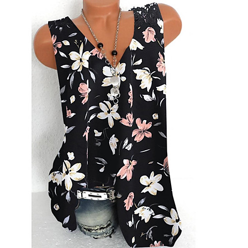 

Women's Floral Tank Top Daily Black / Navy Blue