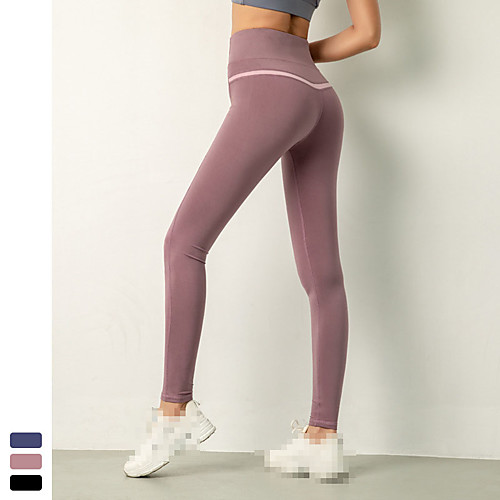 

Women's High Waist Leggings Running Tights Compression Pants Elastane Sports Bottoms Running Jogging Training Breathable Quick Dry Sweat-wicking Solid Colored Pink Dark Navy Black / High Elasticity