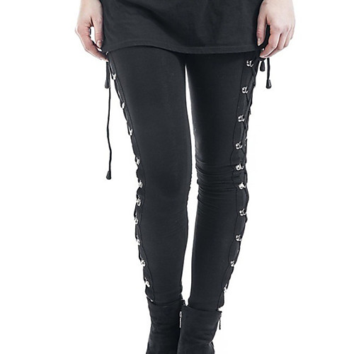 

Women's Basic Legging - Solid Colored, Print Mid Waist Black S M L