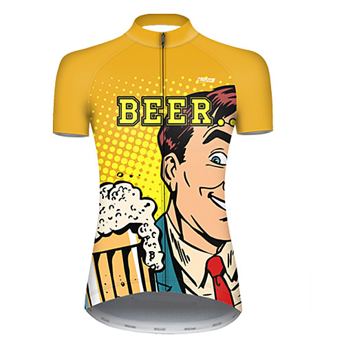 

21Grams Women's Short Sleeve Cycling Jersey Yellow Oktoberfest Beer Bike Top Mountain Bike MTB Road Bike Cycling Breathable Sports Clothing Apparel / Micro-elastic