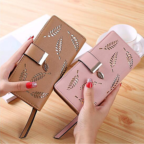 

Women's Pattern / Print / Hollow-out PU Wallet Floral Print Almond / Blushing Pink
