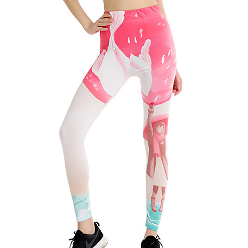 

Women's Sports / Yoga Sporty / Basic Legging - Print / Color Block, Print Mid Waist Red One-Size