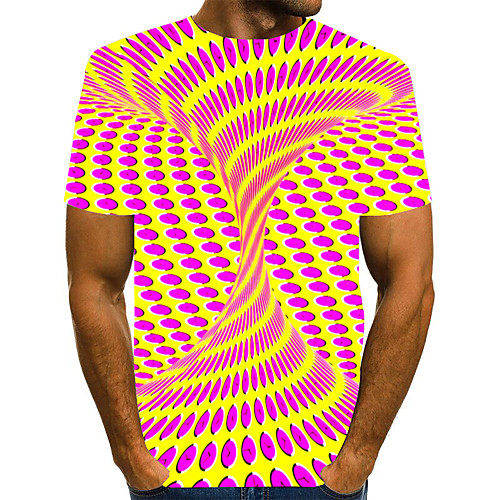 

Men's Daily Weekend Basic / Exaggerated T-shirt - Color Block / 3D / Abstract Print Rainbow