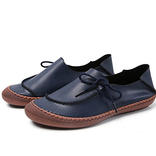 

Women's Oxfords Spring & Summer Flat Heel Round Toe Daily Leather White / Black / Yellow