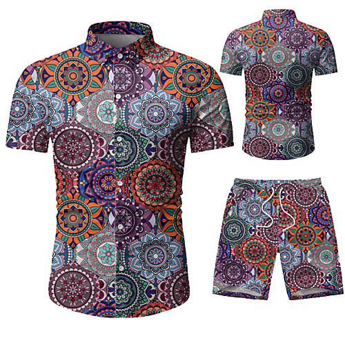 

Men's Graphic Print Set Beach Tropical Holiday Going out Rainbow