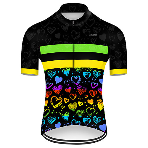 

21Grams Men's Short Sleeve Cycling Jersey Black / Yellow Rainbow Bike Top Mountain Bike MTB Road Bike Cycling Breathable Sports Clothing Apparel / Micro-elastic