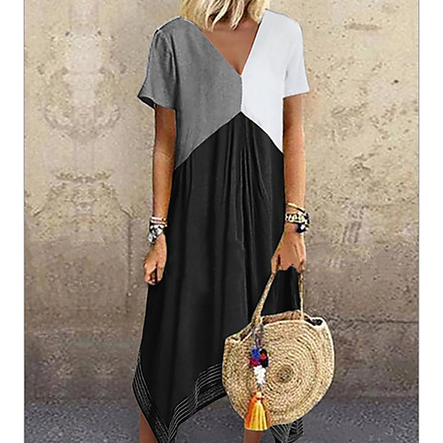 

Women's A Line Dress - Sleeveless Color Block Summer Casual 2020 Black Brown Navy Blue S M L XL XXL XXXL