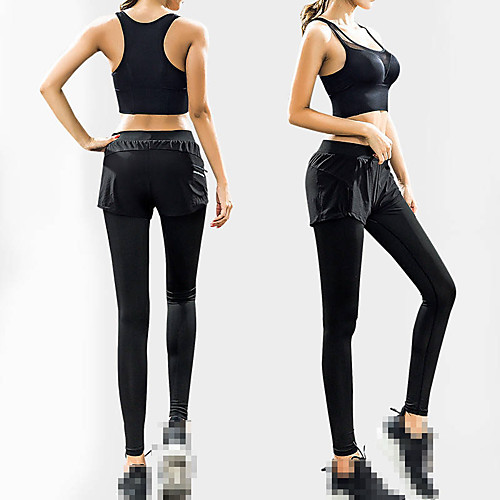 

Women's Leggings Running Tights Running Shorts With Tights 2 in 1 Sports Bottoms Running Jogging Training Lightweight Breathable Quick Dry Solid Colored Black / Micro-elastic