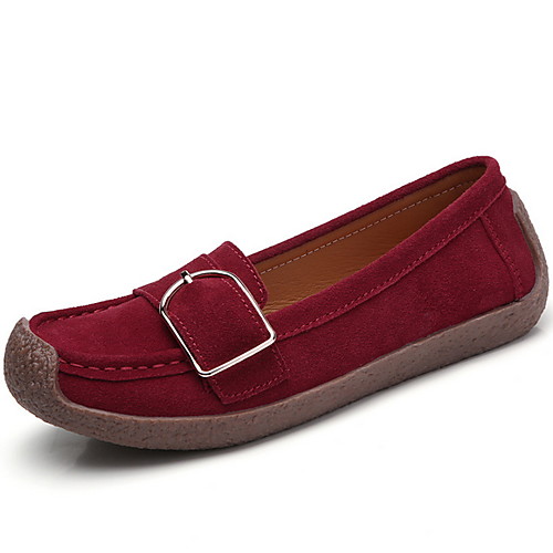 

Women's Flats Spring / Summer Flat Heel Round Toe Daily PU Dark Grey / Wine / Black