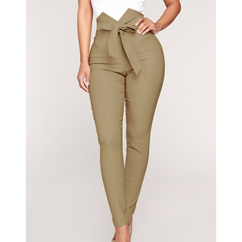 

Women's Basic Chinos Pants - Solid Colored Black Khaki S M L