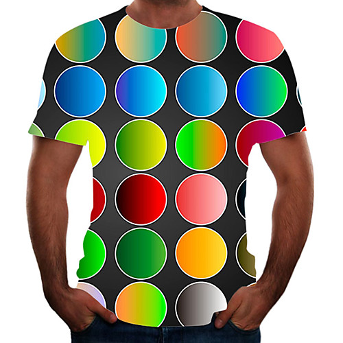 

Men's Going out Weekend Basic T-shirt - Color Block / 3D / Animal Rainbow