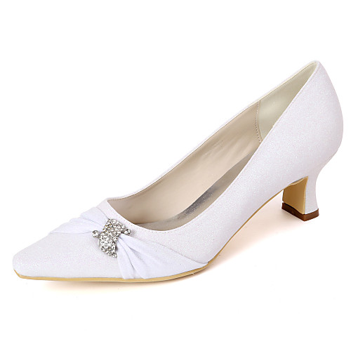 

Women's Heels Spring / Summer Block Heel Pointed Toe Minimalism Wedding Party & Evening Rhinestone Solid Colored Synthetics White / Light Purple / Champagne