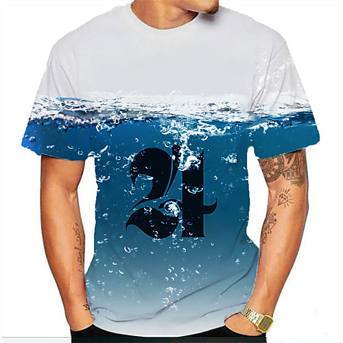 

Men's Graphic 3D Print Print T-shirt Basic Daily Blue