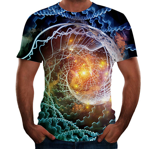 

Men's Going out Weekend Basic T-shirt - Color Block / 3D / Animal Rainbow