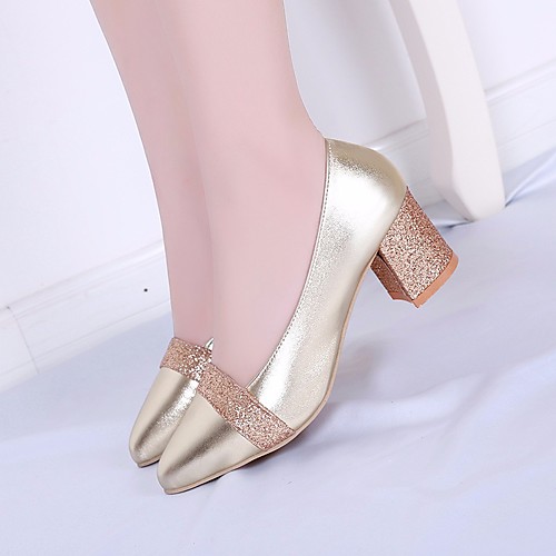 

Women's Loafers & Slip-Ons Summer Chunky Heel Open Toe Daily PU Gold