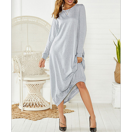 

Women's 2020 Black Gray Summer Dress Casual A Line Solid Color S M