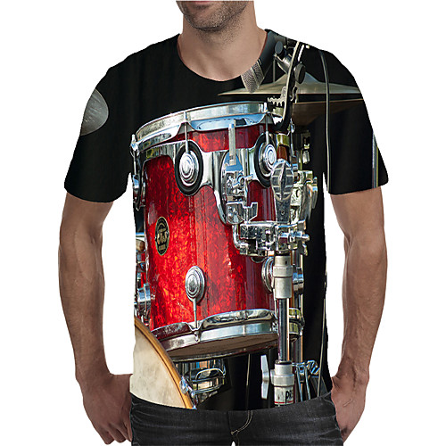 

Men's Holiday Going out Street chic / Exaggerated T-shirt - Geometric / Color Block / 3D Print Rainbow