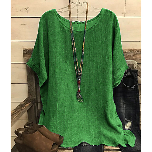 

Women's Solid Colored T-shirt Daily Red / Green / Gray
