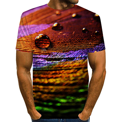 

Men's Geometric 3D Print T-shirt Street chic Exaggerated Daily Going out Rainbow