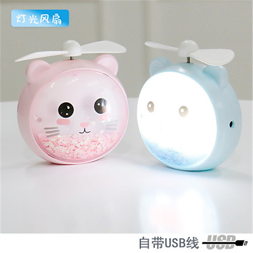 

2020 new cartoon fill light quicksand handheld fan USB charging desktop three-dimensional small fan