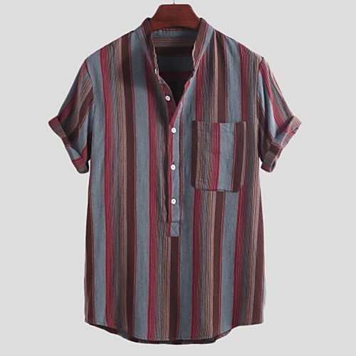 

Men's Holiday Beach Tropical / Hawaiian Shirt - Striped Yellow