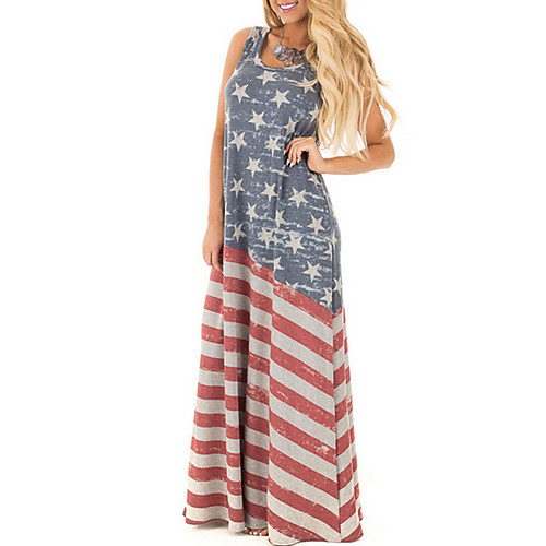 

Women's 2020 Blue Dress Elegant Summer Shift Flag S M