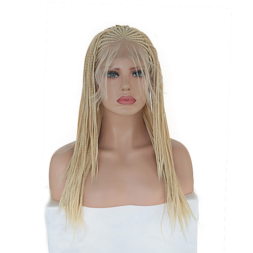 

Synthetic Lace Front Wig Box Braids Plaited with Baby Hair Lace Front Wig Long Blonde Synthetic Hair 16 inch Women's Soft Party Women Blonde Pink