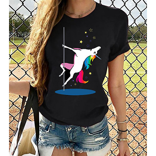 

Women's Geometric Graphic Pleated Print T-shirt Street chic Exaggerated Daily Going out Rainbow