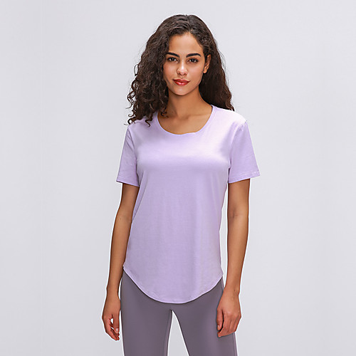 

Women's Yoga Top Fashion Dark Pink White Black Purple Pink Elastane Cotton Yoga Running Fitness Tee / T-shirt Top Short Sleeve Sport Activewear Breathable Quick Dry Comfortable Stretchy