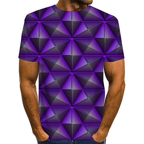 

Men's Geometric 3D Print T-shirt Street chic Exaggerated Daily Going out Rainbow