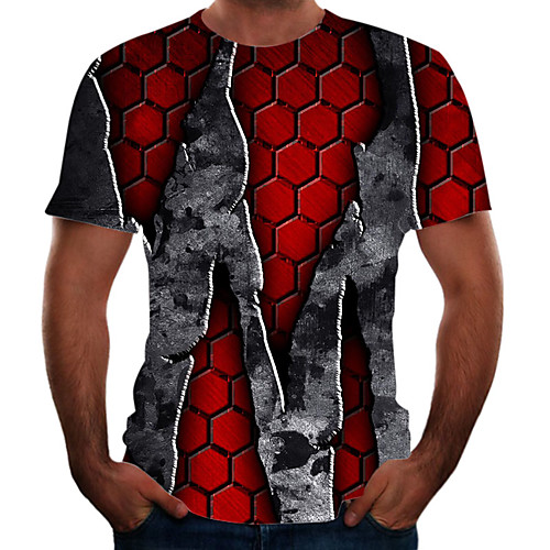 

Men's Going out Weekend Basic T-shirt - Color Block / 3D / Animal Rainbow