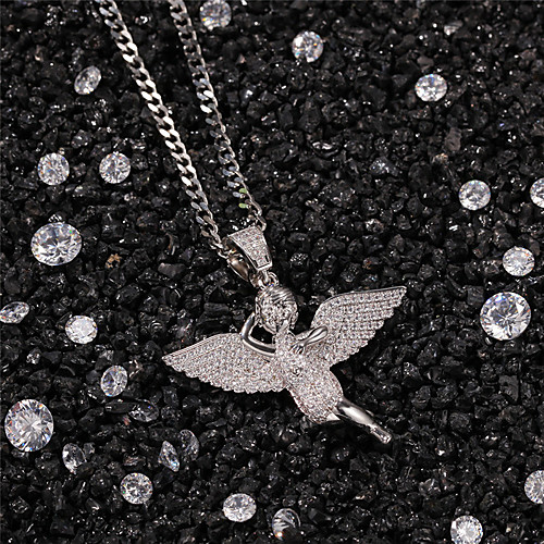 

AAA Cubic Zirconia Necklace Pave Angel Statement Unique Design Trendy Fashion Copper Gold Silver 60 cm Necklace Jewelry 1pc For Party Evening Street Birthday Party