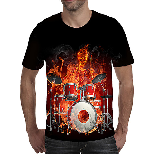 

Men's Holiday Going out Street chic / Exaggerated T-shirt - Geometric / Color Block / 3D Print Rainbow