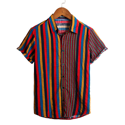 

Men's Holiday Beach Tropical / Hawaiian Shirt - Striped Red