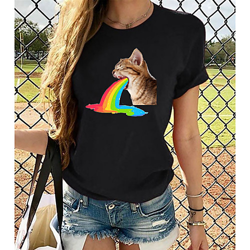 

Women's Graphic 3D Print Pleated Print T-shirt Street chic Exaggerated Daily Going out Rainbow
