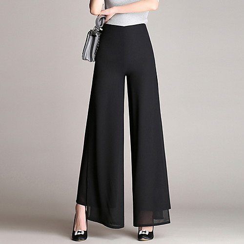 

Women's Basic Wide Leg Pants - Solid Colored Black S / M / L