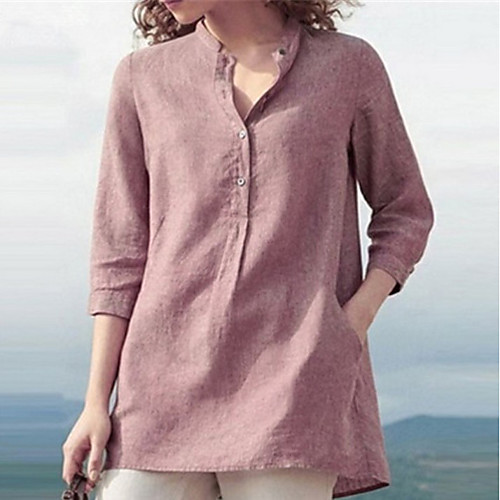 

Women's Solid Colored Shirt Daily Blushing Pink / Navy Blue / Gray