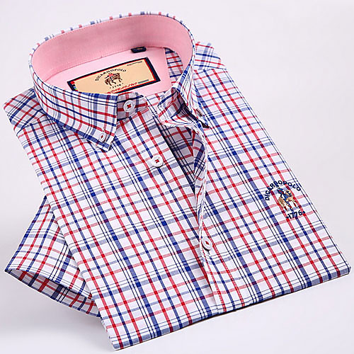 

Men's Houndstooth Print Shirt Daily Red